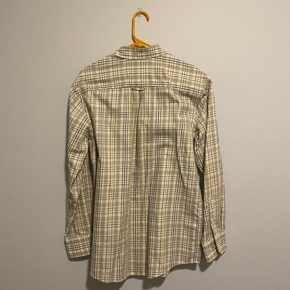 Covington Wrinkle Free Beige Plaid Button Down Men's Shirt - Medium - Picture 8 of 9